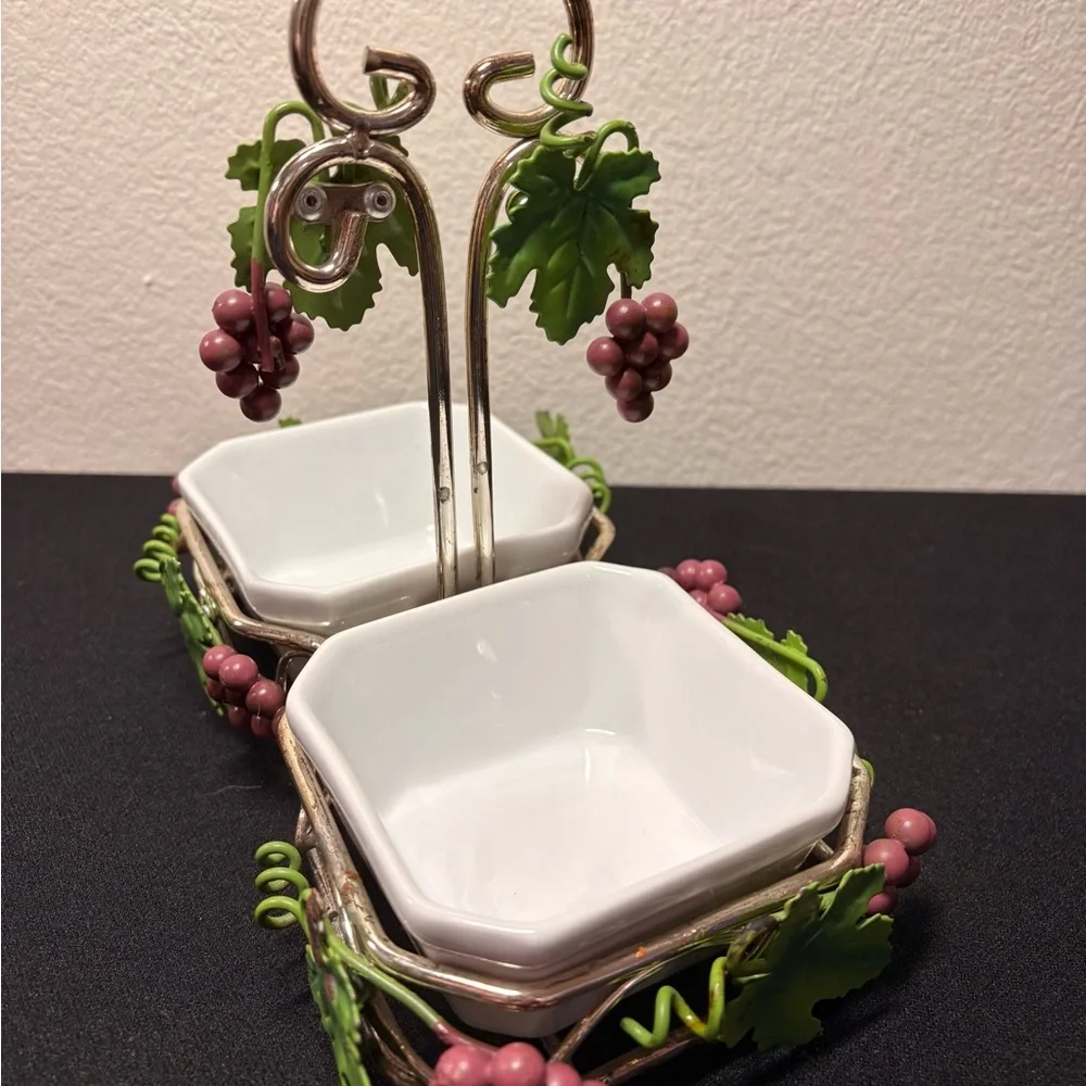 Vintage Mikasa Gem Relish Nuts Olives Caddy Grape Clusters Elegant Serving Set